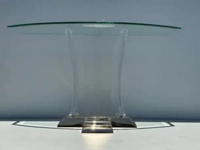 Jeffrey Bigelow Brass and Lucite Console Table Attributed to Jeffrey Bigelow