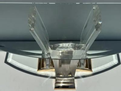 Jeffrey Bigelow Brass and Lucite Console Table Attributed to Jeffrey Bigelow