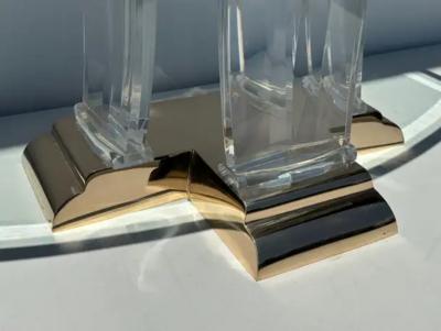 Jeffrey Bigelow Brass and Lucite Console Table Attributed to Jeffrey Bigelow