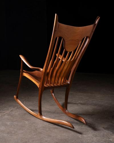 Jeffry Mann Handmade Studio Craft Rocking Chair in California Black Walnut 1985