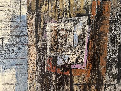 Jenne Magafan Back Fence with Birds Mid Century Early Street Art WPA Artist