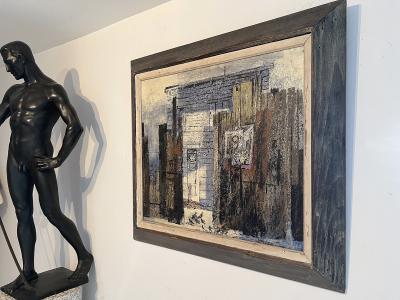 Jenne Magafan Back Fence with Birds Mid Century Early Street Art WPA Artist