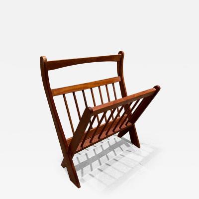 Jens Quistgaard 1960s Modern Magazine Holder Sculptural Folding Rack Solid Teakwood Denmark