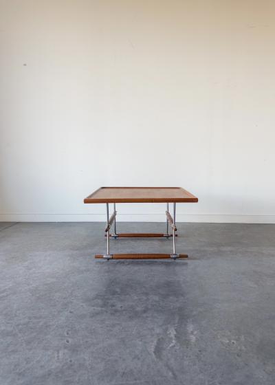 Jens Quistgaard Danish Chrome and Teak Coffee Table by Jens H Quistgaard for Nissen Langaa