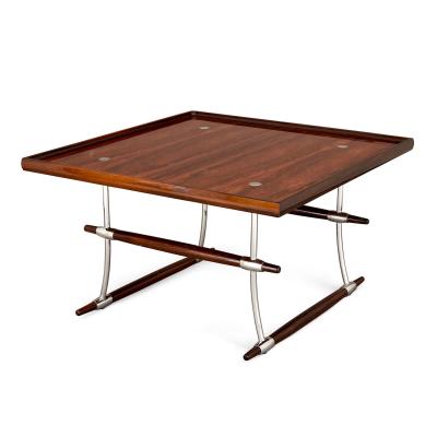 Jens Quistgaard Mid Century Danish Hardwood and Steel Coffee Table by Jens Quistgaard