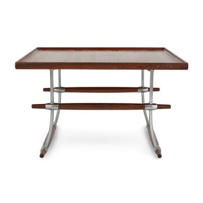 Jens Quistgaard Mid Century Modern Danish chrome and rosewood coffee table by Quistgaard