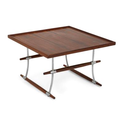 Jens Quistgaard Mid Century Modern Danish chrome and rosewood coffee table by Quistgaard