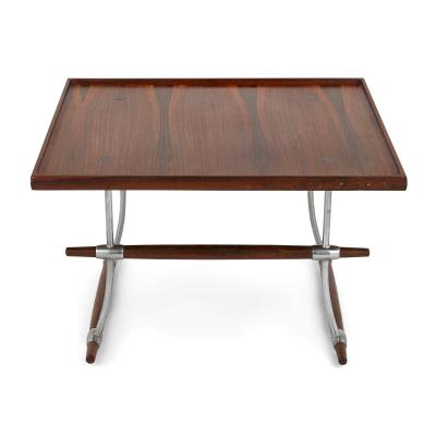 Jens Quistgaard Mid Century Modern Danish chrome and rosewood coffee table by Quistgaard