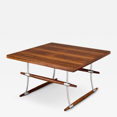 Jens Quistgaard Mid century Danish rosewood and stainless steel table by Quistgaard