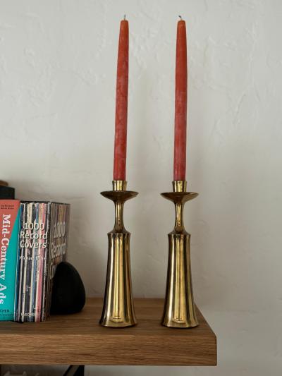 Jens Quistgaard Pair of 1950s Jens Quistgaard Brass Candlesticks for Dansk