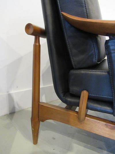 Jens Quistgaard Pair of Danish Modern Teak and Leather Lounge Chairs Jens Harlad Quistgaard
