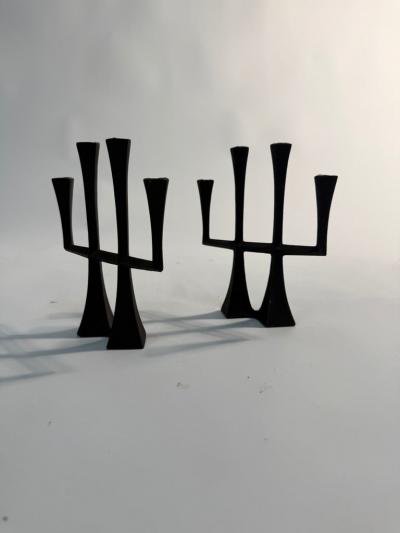 Jens Quistgaard Pair of Jens Quistgaard Iron Candlesticks or Candleabra