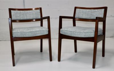 Jens Risom 1960s Jens Risom Style Walnut Armchairs