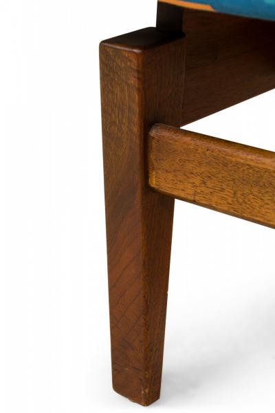 Jens Risom Danish Geometric Pattern Upholstery and Wood Floating Bench