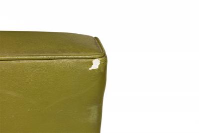 Jens Risom Danish Mid Century Avocado Green Vinyl and Teak Upholstered Sofa