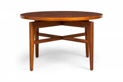 Jens Risom Danish Mid Century Circular Walnut Revolving Lazy Susan Dining Table