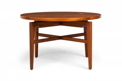 Jens Risom Danish Mid Century Circular Walnut Revolving Lazy Susan Dining Table
