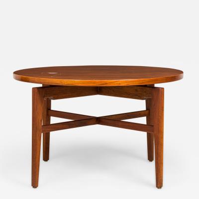 Jens Risom Danish Mid Century Circular Walnut Revolving Lazy Susan Dining Table