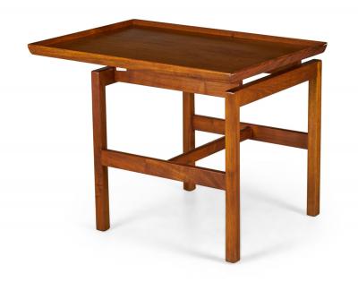 Jens Risom Danish Mid Century Walnut Cantilever End Side Table
