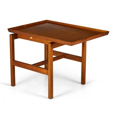 Jens Risom Danish Mid Century Walnut Cantilever End Side Table