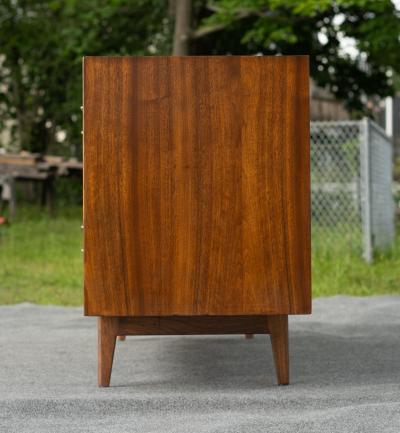 Jens Risom Fully Restored Jens Risom Walnut Brass 8 Drawer Cabinet or Dresser