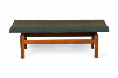 Jens Risom Jens Risom Danish Army Green Fabric Upholstery and Wood Floating Bench