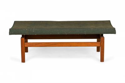 Jens Risom Jens Risom Danish Army Green Fabric Upholstery and Wood Floating Bench