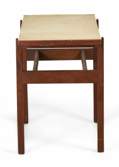 Jens Risom Jens Risom Danish Mid Century Beige Leather And Walnut Console Table