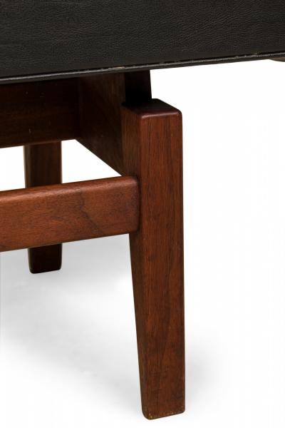 Jens Risom Jens Risom Danish Mid Century Black Tufted Vinyl and Wood Floating Bench