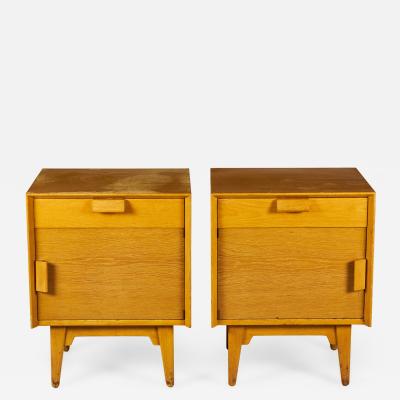 Jens Risom Jens Risom Danish Mid Century Blond Oak Bedside Table Commodes