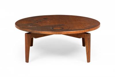 Jens Risom Jens Risom Danish Mid Century Circular Walnut Revolving Lazy Susan Coffee Table