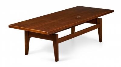 Jens Risom Jens Risom Danish Mid Century Floating Top Walnut Coffee Table Benches