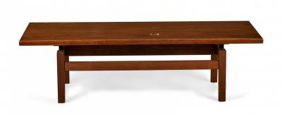 Jens Risom Jens Risom Danish Mid Century Floating Top Walnut Coffee Table Benches