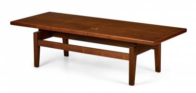 Jens Risom Jens Risom Danish Mid Century Floating Top Walnut Coffee Table Benches