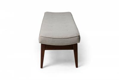 Jens Risom Jens Risom Danish Mid Century Light Gray Upholstered Walnut Floating Bench
