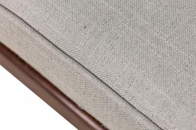 Jens Risom Jens Risom Danish Mid Century Light Gray Upholstered Walnut Floating Bench