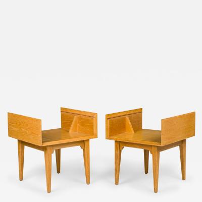 Jens Risom Jens Risom Danish Mid Century Maple Glass Top End Side Tables