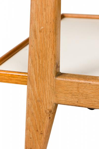 Jens Risom Jens Risom Danish Mid Century Oak And Light Gray Laminate Serving Trolley