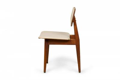 Jens Risom Jens Risom Danish Mid Century Off White Vinyl And Teak Dining Side Chair