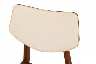 Jens Risom Jens Risom Danish Mid Century Off White Vinyl And Teak Dining Side Chair