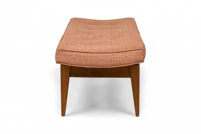 Jens Risom Jens Risom Danish Mid Century Rose Pink Upholstery and Walnut Floating Bench