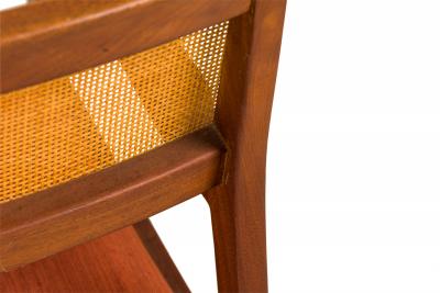 Jens Risom Jens Risom Danish Mid Century Teak Caning and Orange Upholstery Conference Arm
