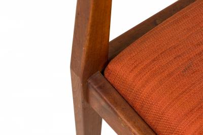 Jens Risom Jens Risom Danish Mid Century Teak Caning and Orange Upholstery Conference Arm