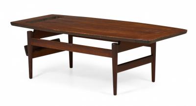 Jens Risom Jens Risom Danish Mid Century Walnut Coffee Cocktail Table with Magazine Rack