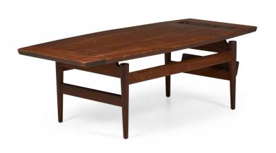 Jens Risom Jens Risom Danish Mid Century Walnut Coffee Cocktail Table with Magazine Rack