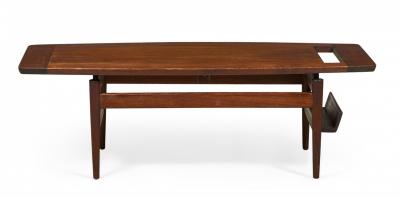 Jens Risom Jens Risom Danish Mid Century Walnut Coffee Cocktail Table with Magazine Rack