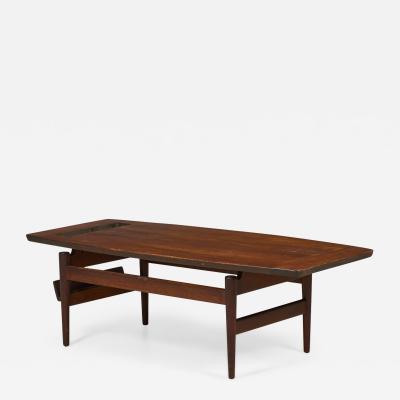 Jens Risom Jens Risom Danish Mid Century Walnut Coffee Cocktail Table with Magazine Rack