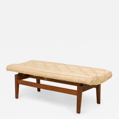 Jens Risom Jens Risom Danish Off White Shou Patterned Upholstery and Wood Floating Bench