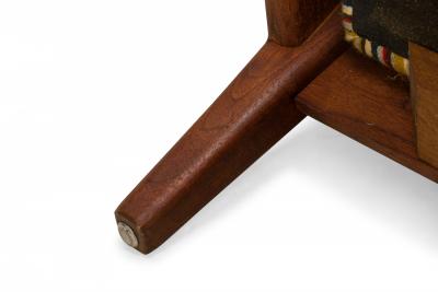 Jens Risom Jens Risom Danish Shaped Teak and Striped Upholstered Lounge Armchair