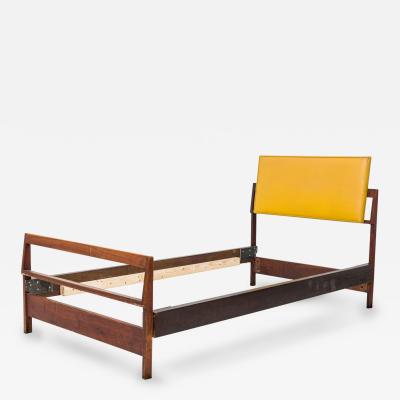 Jens Risom Jens Risom Danish Single Bed Head Footboards with Yellow Vinyl Cushions